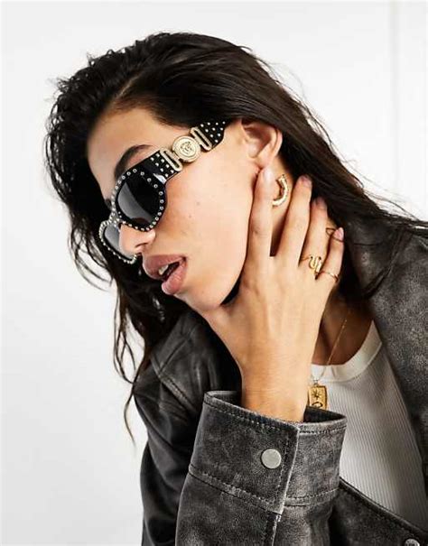 versace black studded sunglasses|authentic Versace unisex sunglasses.